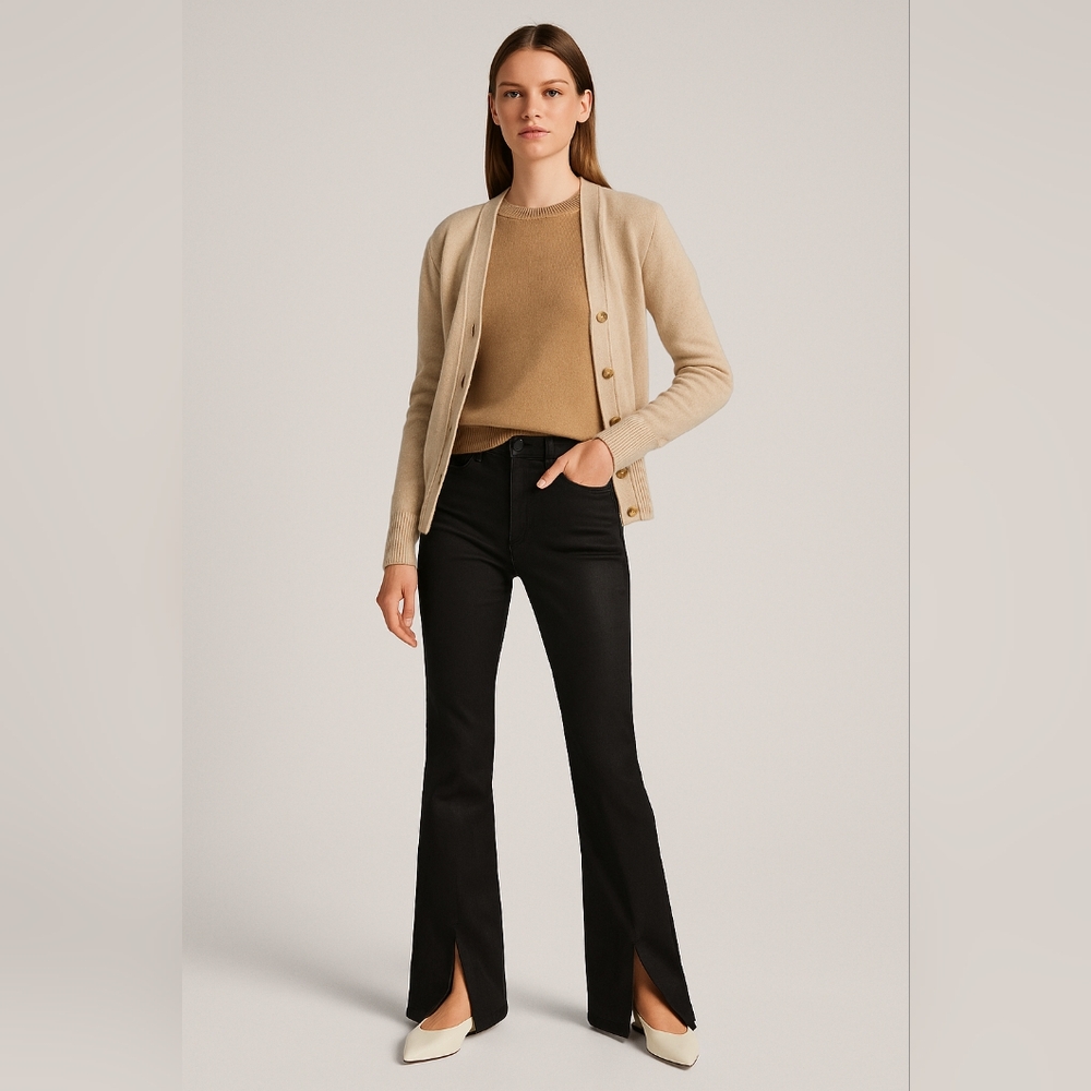 L'AGENCE Coated Black Flare Jeans Size 29 NWT
